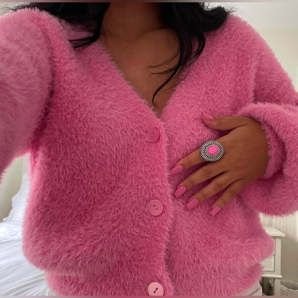 🎀Pink Chunky Cardigan Sweater - Picture 6 of 6